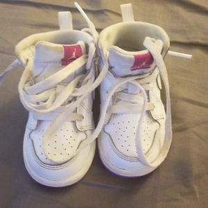 Toddler white and purple Air Jordan's